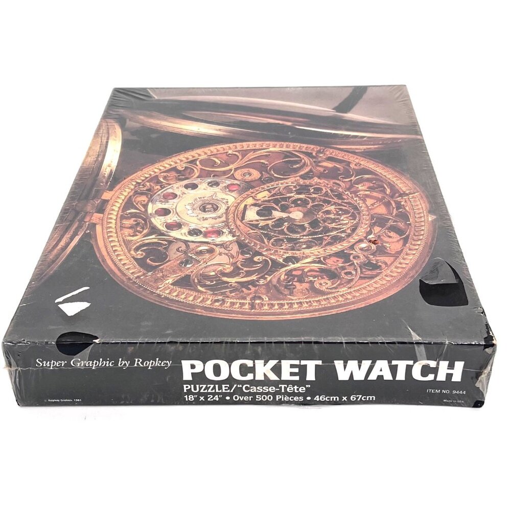 Vintage 1981 Pocket Watch Puzzle Ropkey Graphics 18" X 24" Over 500 Piece Sealed